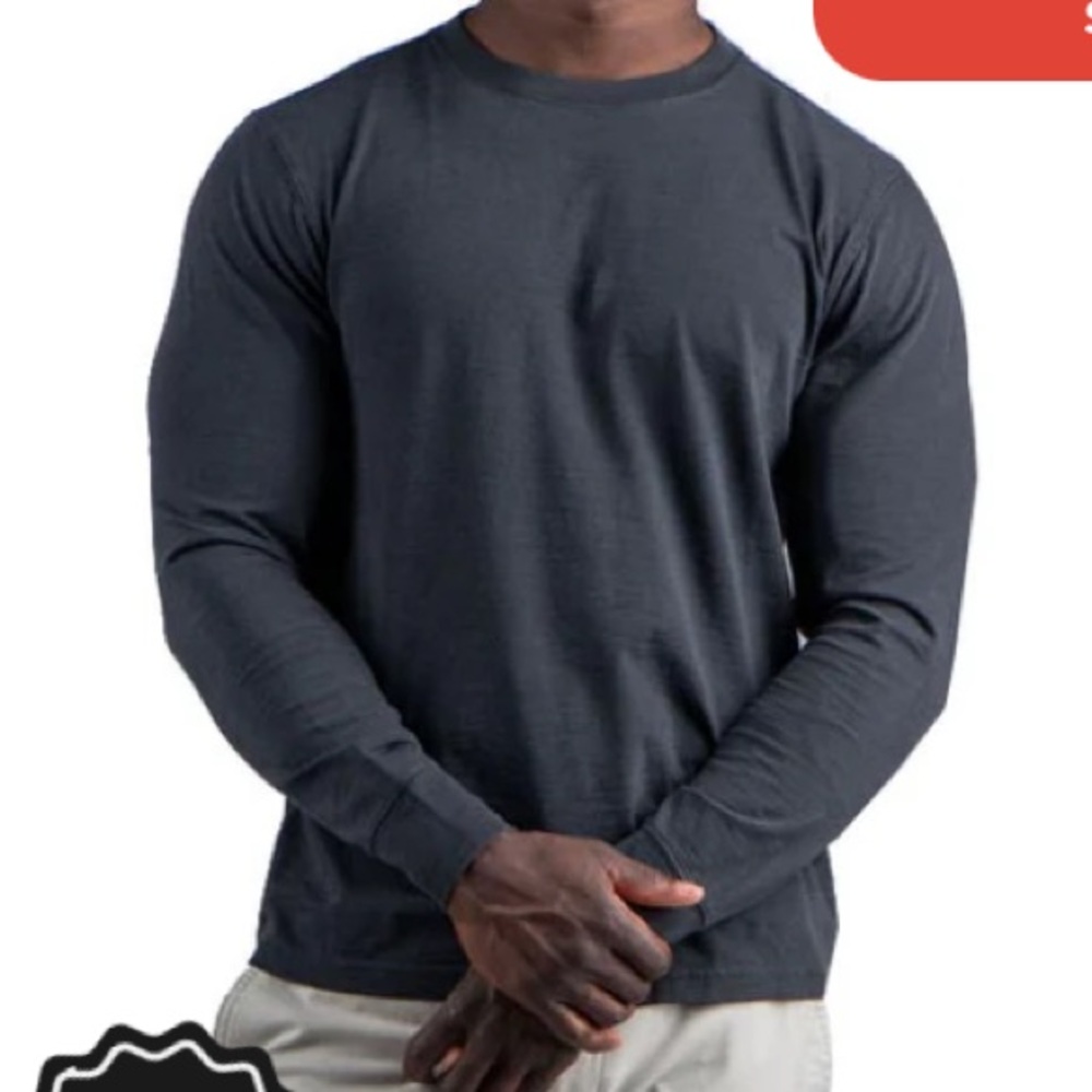 Perk Dark Gray 100% Cotton Long Sleeve Crew Neck Tee Shirt 2X